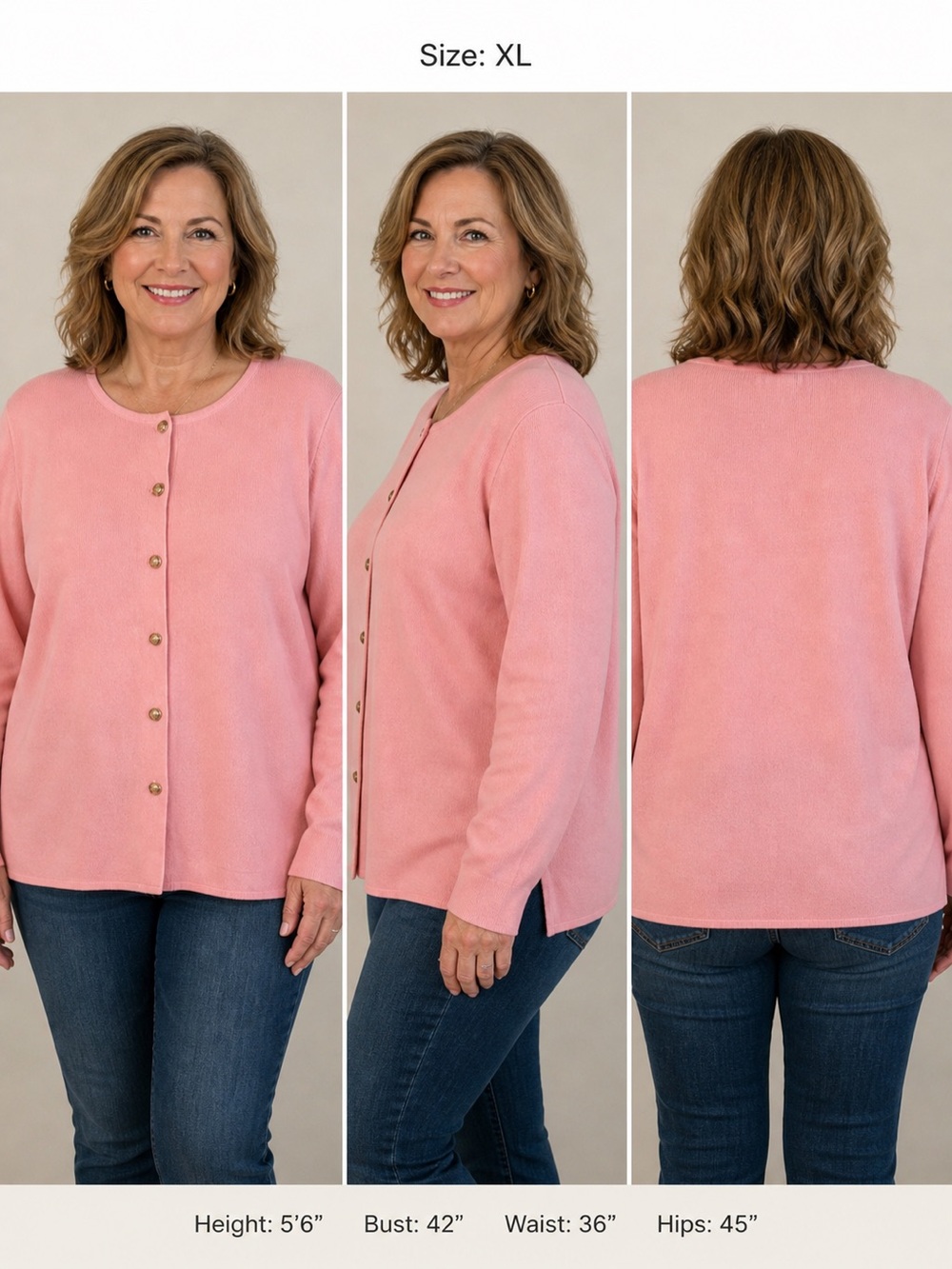 MEROKEETY Pink Women's Cardigan Sweater